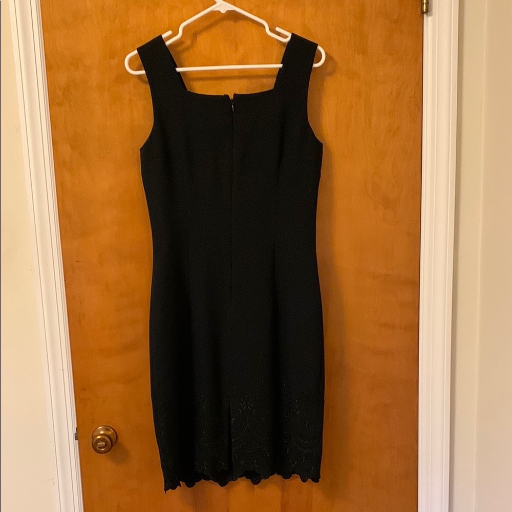 Carole Little Black Sheath Dress Square Neck Sleeveless - Picture 3 of 6